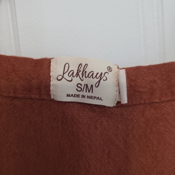 Lakhays Rust Linen Blend Overalls – S/M, Made in Nepal - Picture 4 of 4